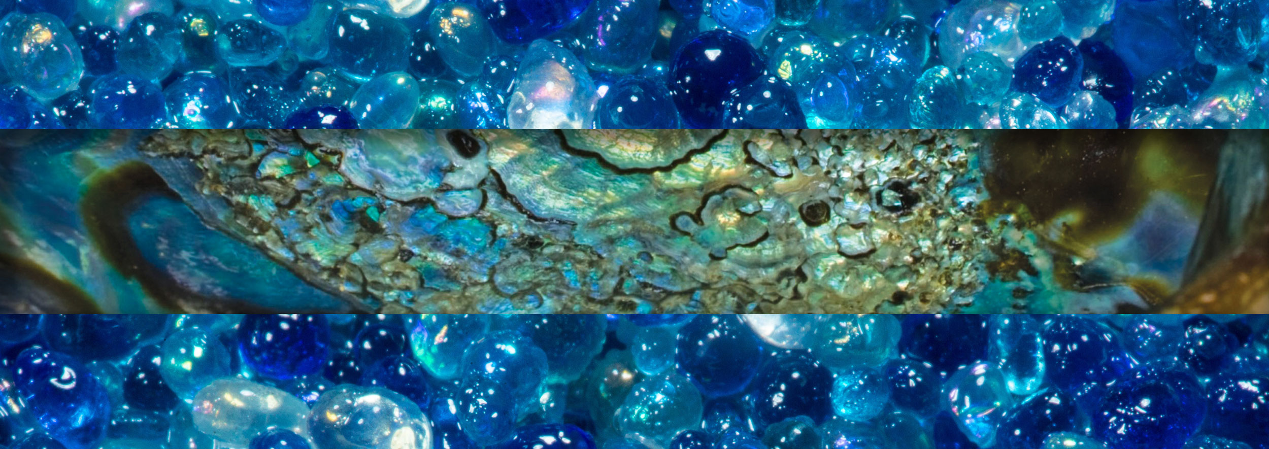 Hero image of abalone and glass beads for the Finest Finish Acccent page