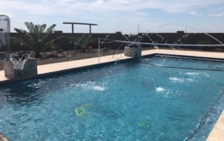 Universal Mini Pebble Jewels For Pools finish Pool with net and water feature