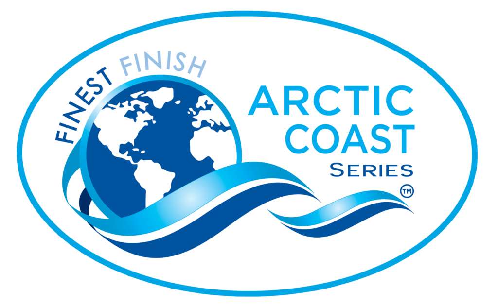 Finest Finish Arctic Coast logo bright blue with oval background