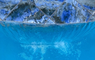 Sparkle Quartz Lakeside close up of water feature from above