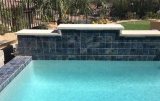 Sparkle Quartz White swimming pool tile feature