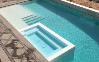 Finest Finish Sparkle Quartz White Pool with spa with ledge and steps