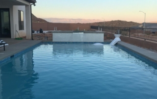 Finish Sparkle Quartz White Pool with white wall water feature