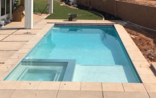 Finest Finish Sparkle Quartz White Pool with spa and covered patio