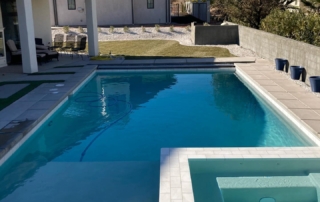 Sparkle Quartz Kool spa and pool with white decking