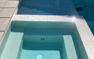 Sparkle Quartz Kool spa with white tile trim