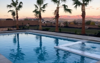 Sparkle Quartz Lakeside pool and spa with light tile trim