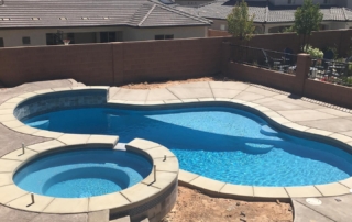 Sparkle Quartz Lakeside top deck with steps from spa to pool