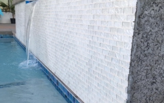 Finish Sparkle Quartz White Pool with water wall feature