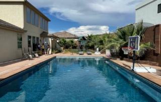 Finest Finish Sparkle Quartz French Grey pool with basket ball net