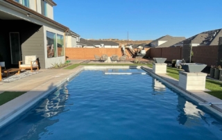 Finest Finish Sparkle Quartz French Grey pool with planters