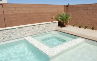 Finest Finish Sparkle Quartz Kool spa with small tile detail and wall