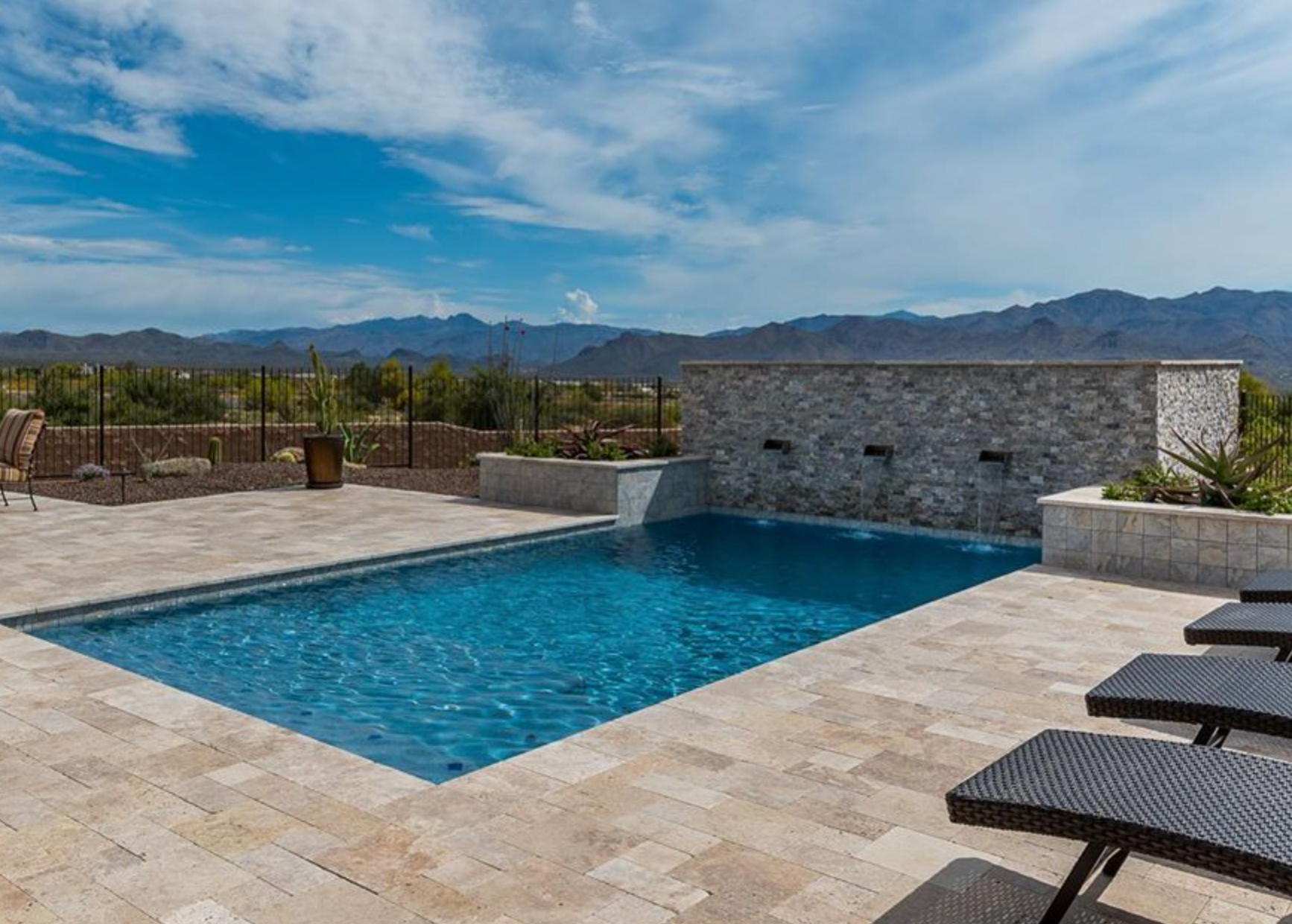 Radiant Fusion Lakeside Series swimming pool with water feature