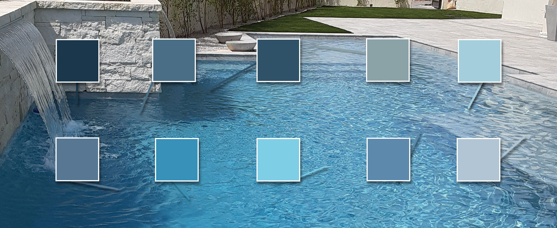 Swimming pool color example with light reflection variation