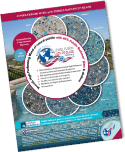 Small image for Jewel Fusion brochure cover featuring pool background and color samples
